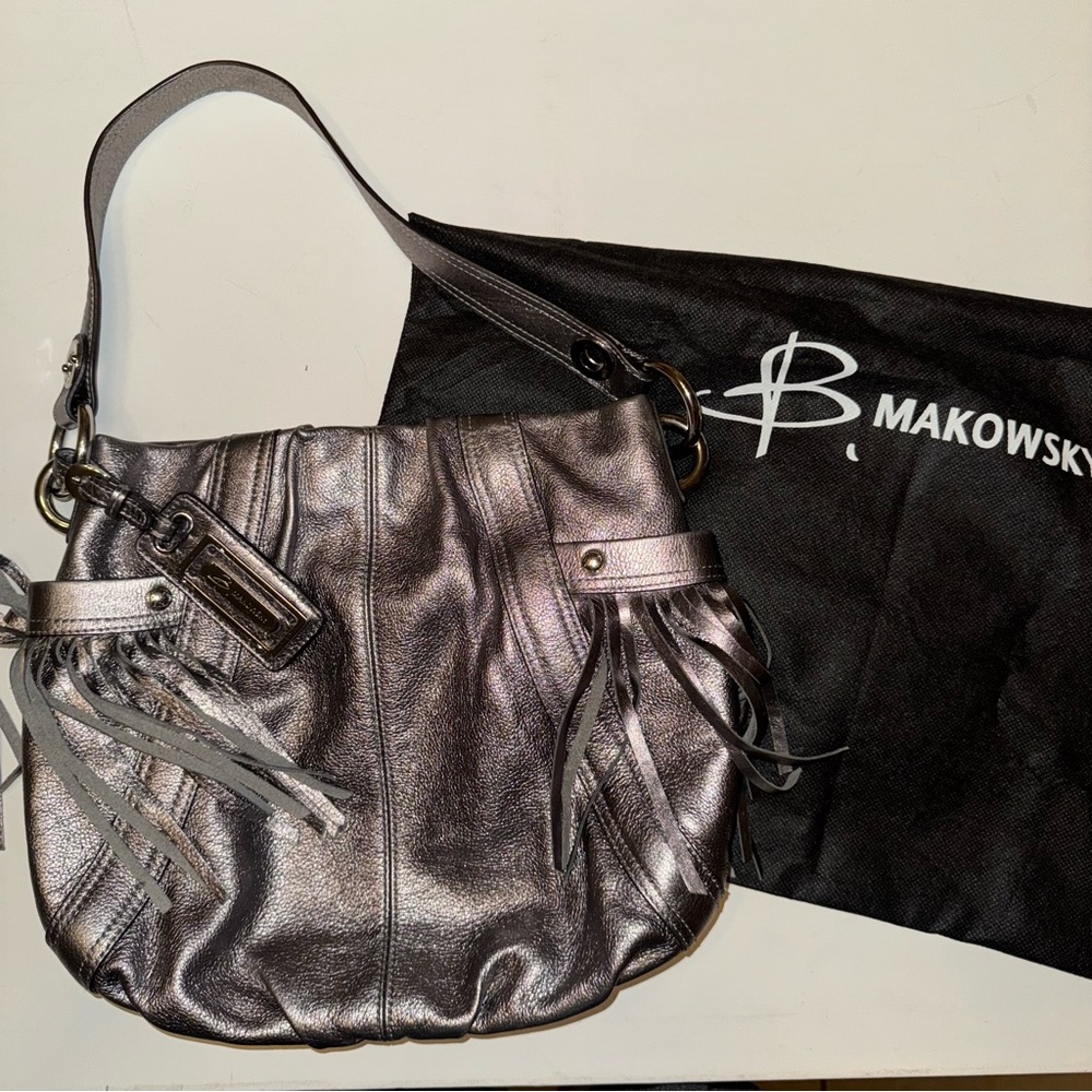 B. Makowsky Silver Shoulder Bag